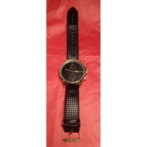 American Exchange‎ Black and Gold Big Watch w/Changeable Band WORKS, TICKS